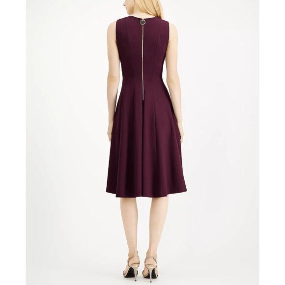 Calvin Klein Women's V-Neck Midi Dress - Purple 4 - Picture 6 of 8